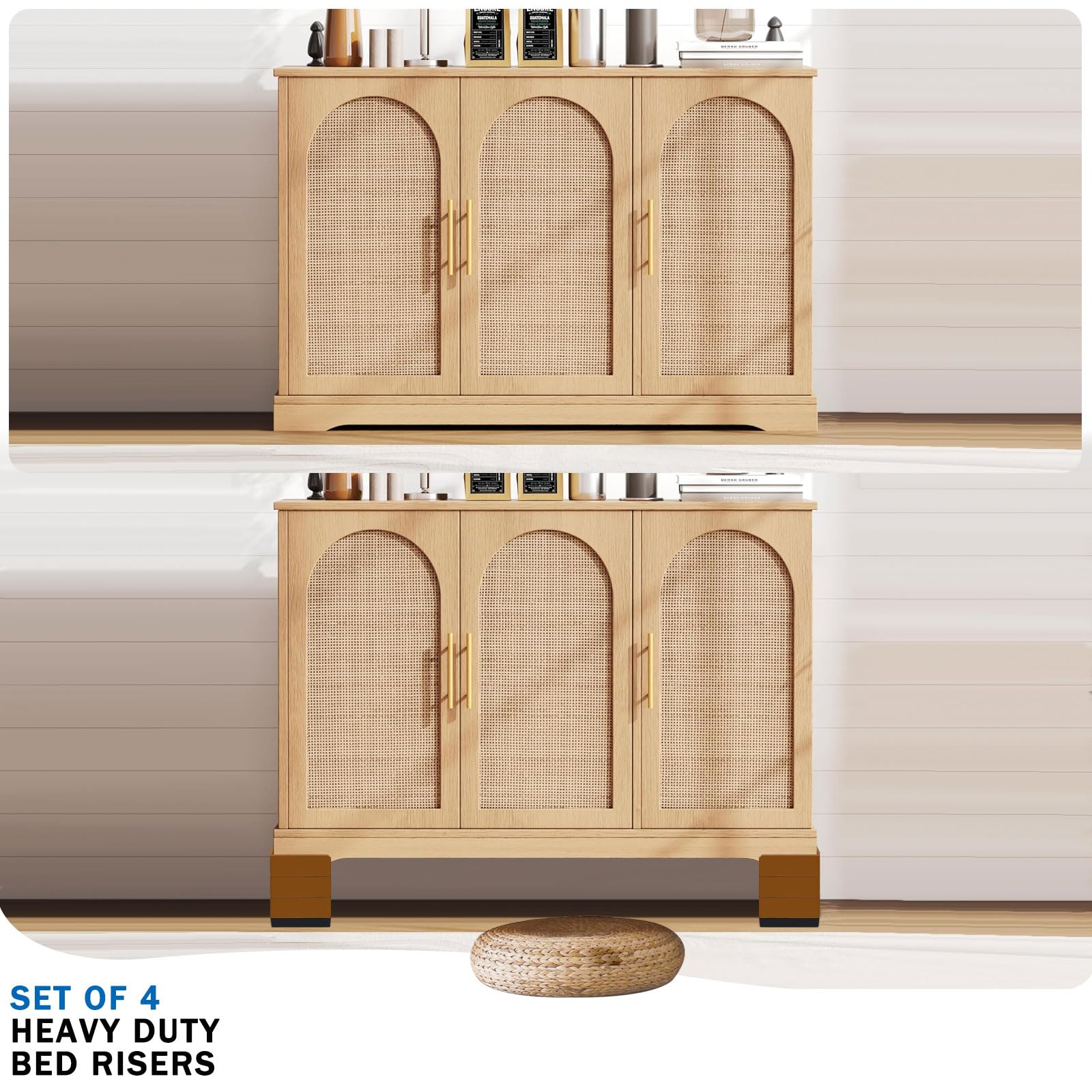 Annkut Bed Furniture Risers 4 Inch, Heavy Duty Furniture Elevator In Heights Of 1.5, 3 Or 4 Inch, Square Raising Blocks For Bed,