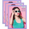 Icona Bay 11x14 Picture Frames (Purple, 3 Pack), Colored Solid Wood Scandinavian Style Frames for Photo, Pizzazz Collection