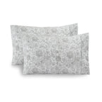 Elegant Comfort Ultra Soft Set Of 2 Floral Print Pillowcases - 1500 Premium Hotel Quality Microfiber, Soft And Smooth Envelope Closure 2-Piece Pillow Covers - King, Paisley Gray