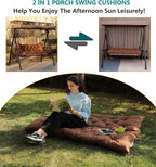 Lcyy.Tg Porch Swing Cushions, Outdoor 3 Seats Swing Cushion Replacement Pad With Backrest, Waterproof Bench Cushion With Ties, F