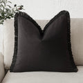 Foindtower Decorative Linen Fringe Throw Pillow Covers Cozy Boho Farmhouse Cushion Cover With Tassels Soft Accent Pillowcase For