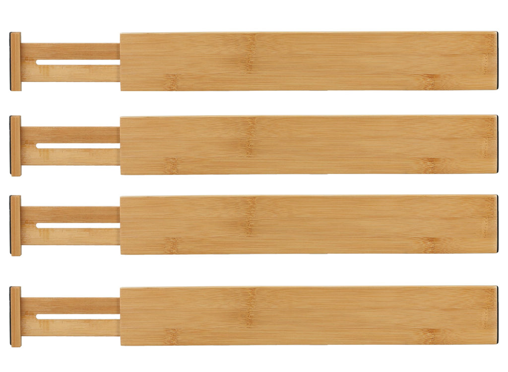 Cortesi Home Traci Natural Bamboo Spring Loaded Adjustable Drawer Dividers, Set Of 4, Brown