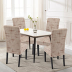 Searchi Printed Dining Room Chair Covers Set Of 6, Stretch Kitchen Chair Covers Washable Parsons Chair Slipcover Removable Dining Chair Protectors For Hotel,Ceremony (Brown Wireframe Texture)