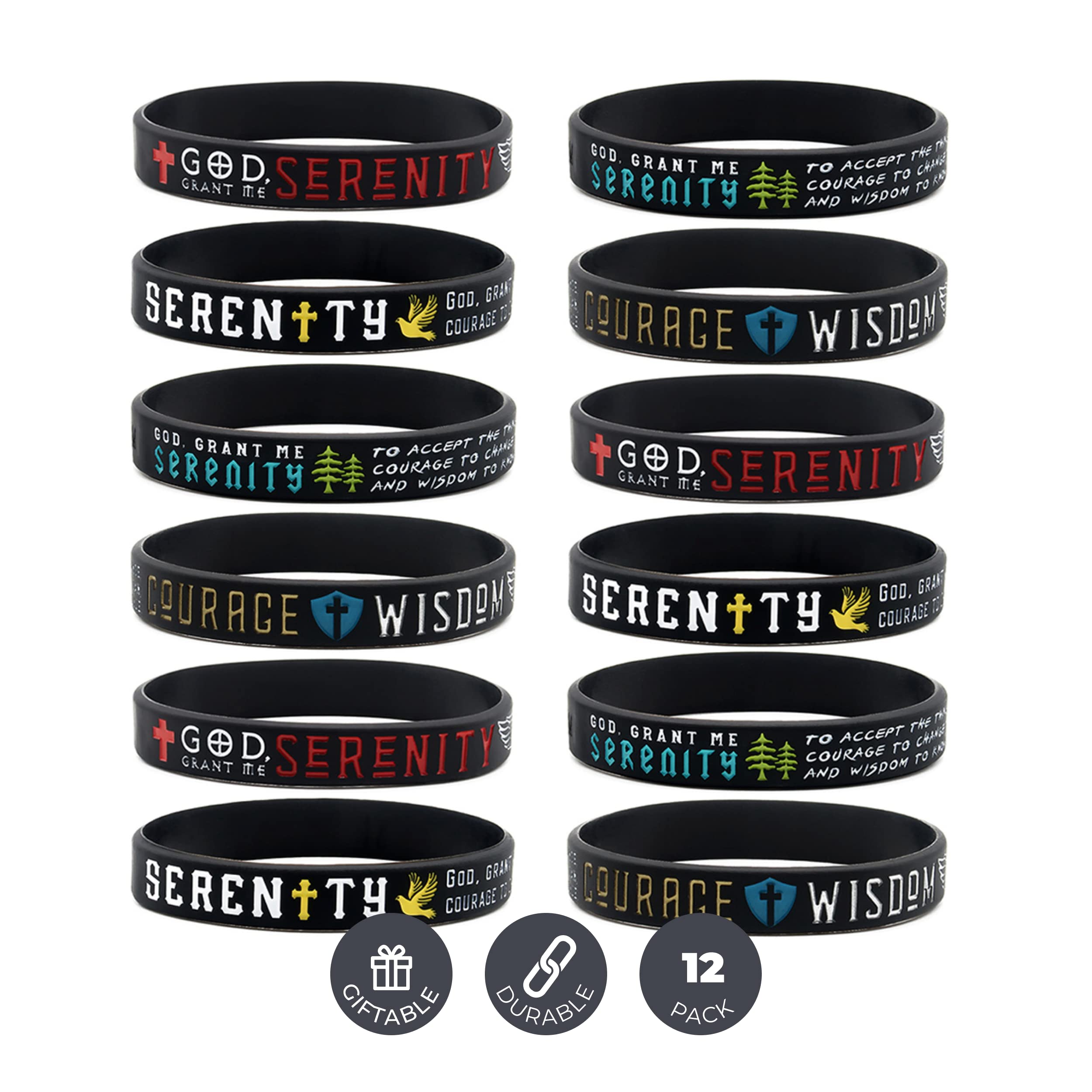 Inkstone Serenity Prayer Bracelets Silicone Wristbands Unisex Sobriety Recovery Gifts