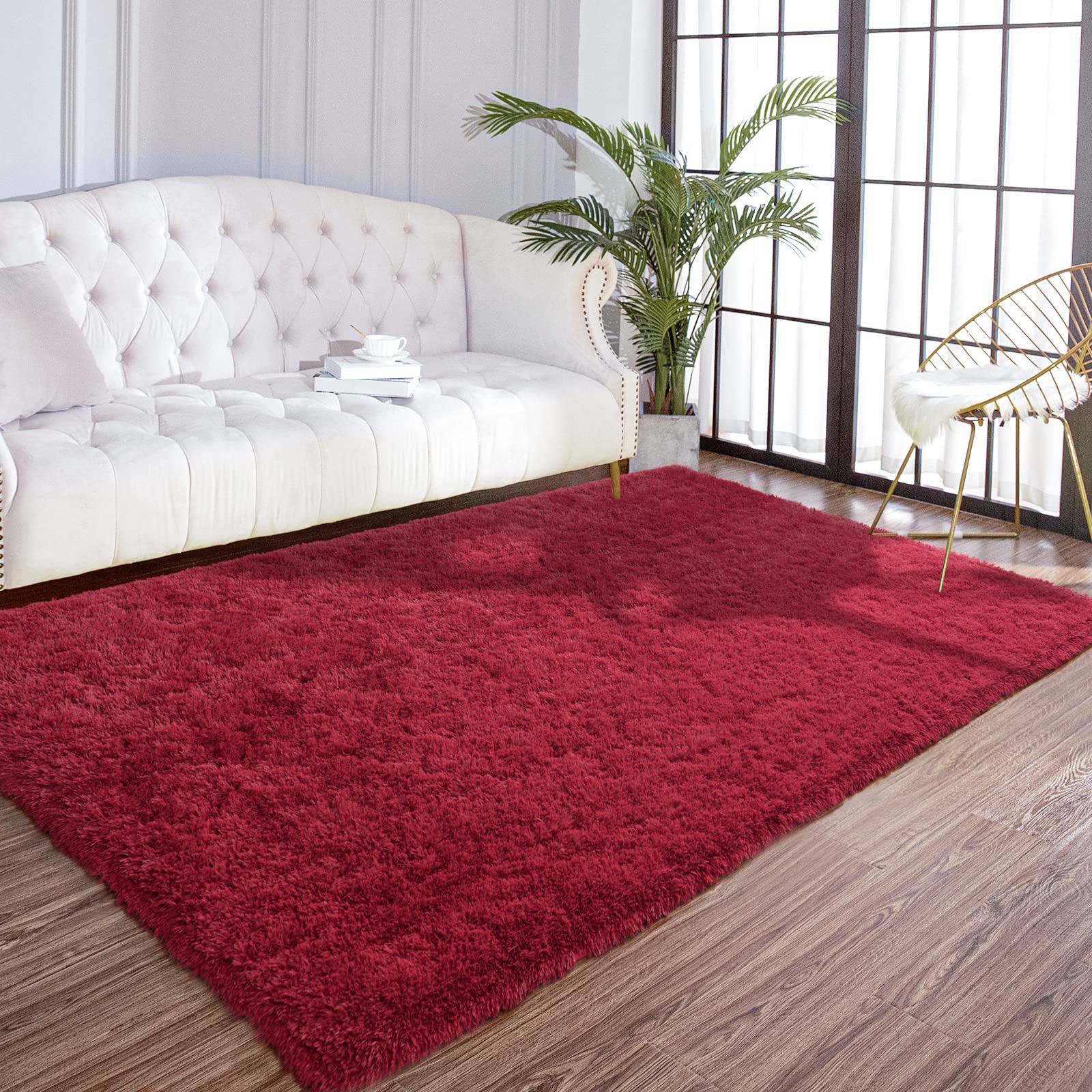 Arogan Shag Modern Area Rug For Living Room, 5X8 Feet Washable Rugs For Bedroom, Indoor Floor Carpet Rugs, Plush Memory Foam Bes