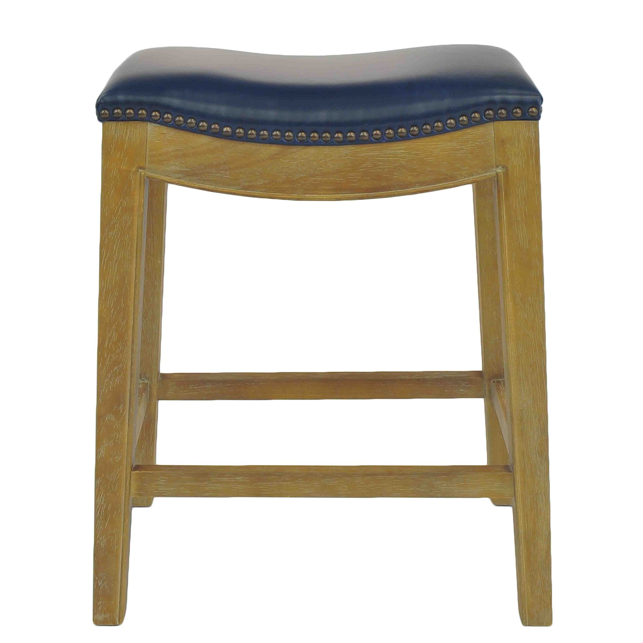New Pacific Direct Elmo Bonded Leather Counter Stool, Vintage Blue