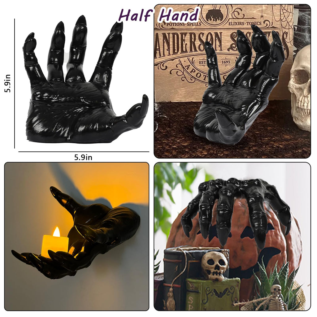 Dazonge Halloween Decorations Indoor/Outdoor, Pack Of 3 Wall Mounted Creepy Reaching Hands With Lighted Candles, Life-Sized Horr
