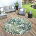 Indoor & Outdoor Rug For Patio Jungle Floral Palm Trees Design Green, Size: 5'3' Round