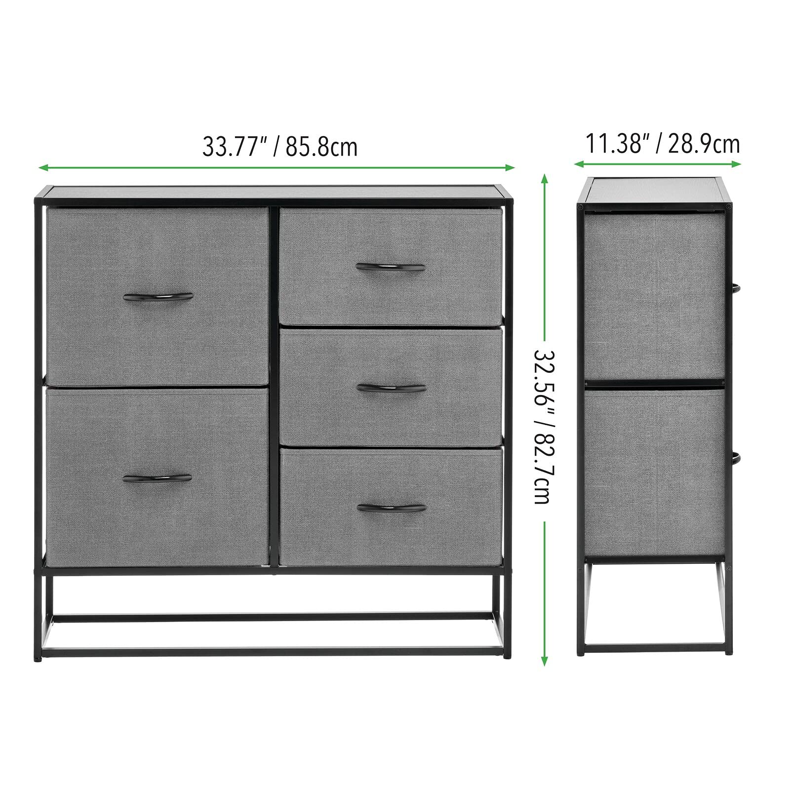 Mdesign 14297Mdco Drawer, 5 Drawers-32 High, Charcoal