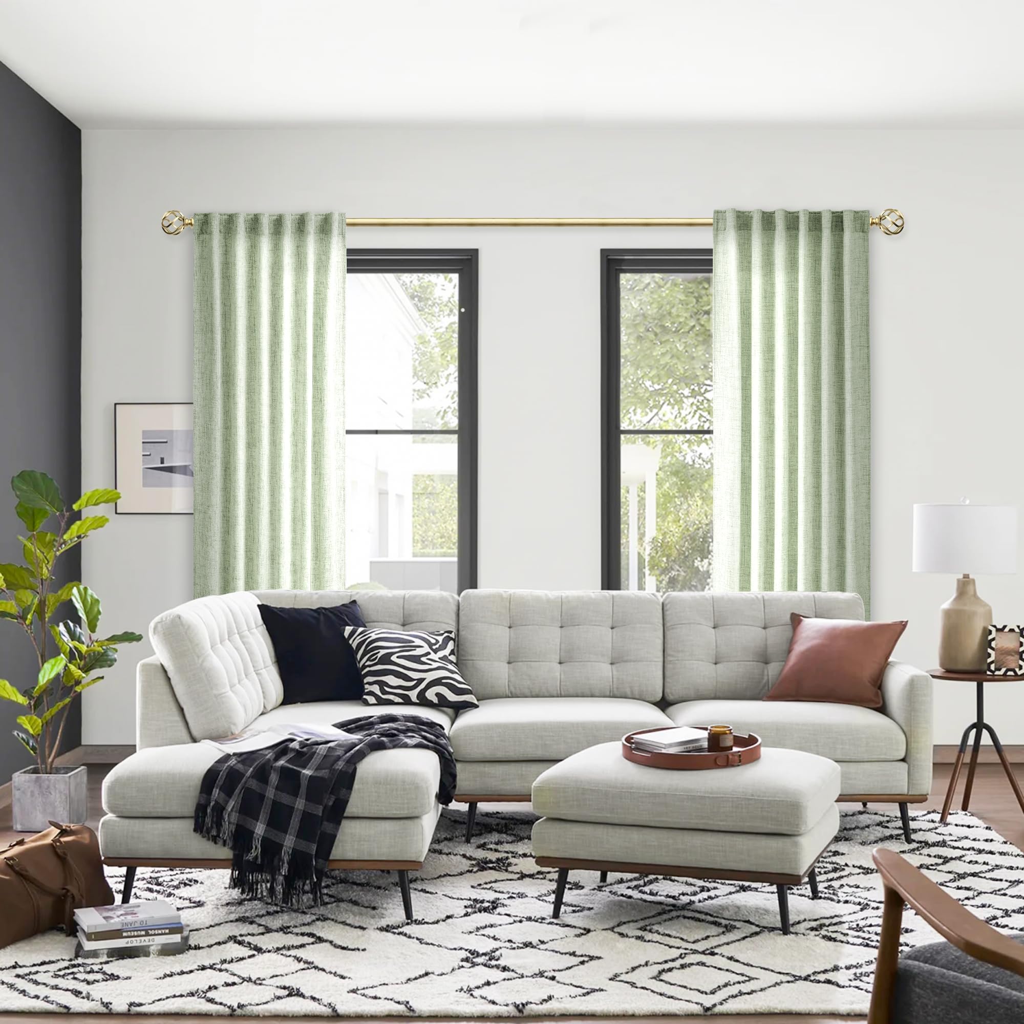 90 Inch Sage Green Curtains Linen Textured Boho Drapes For Living Room 2 Panels Set Light Filtering Rod Pocket Farmhouse Long La