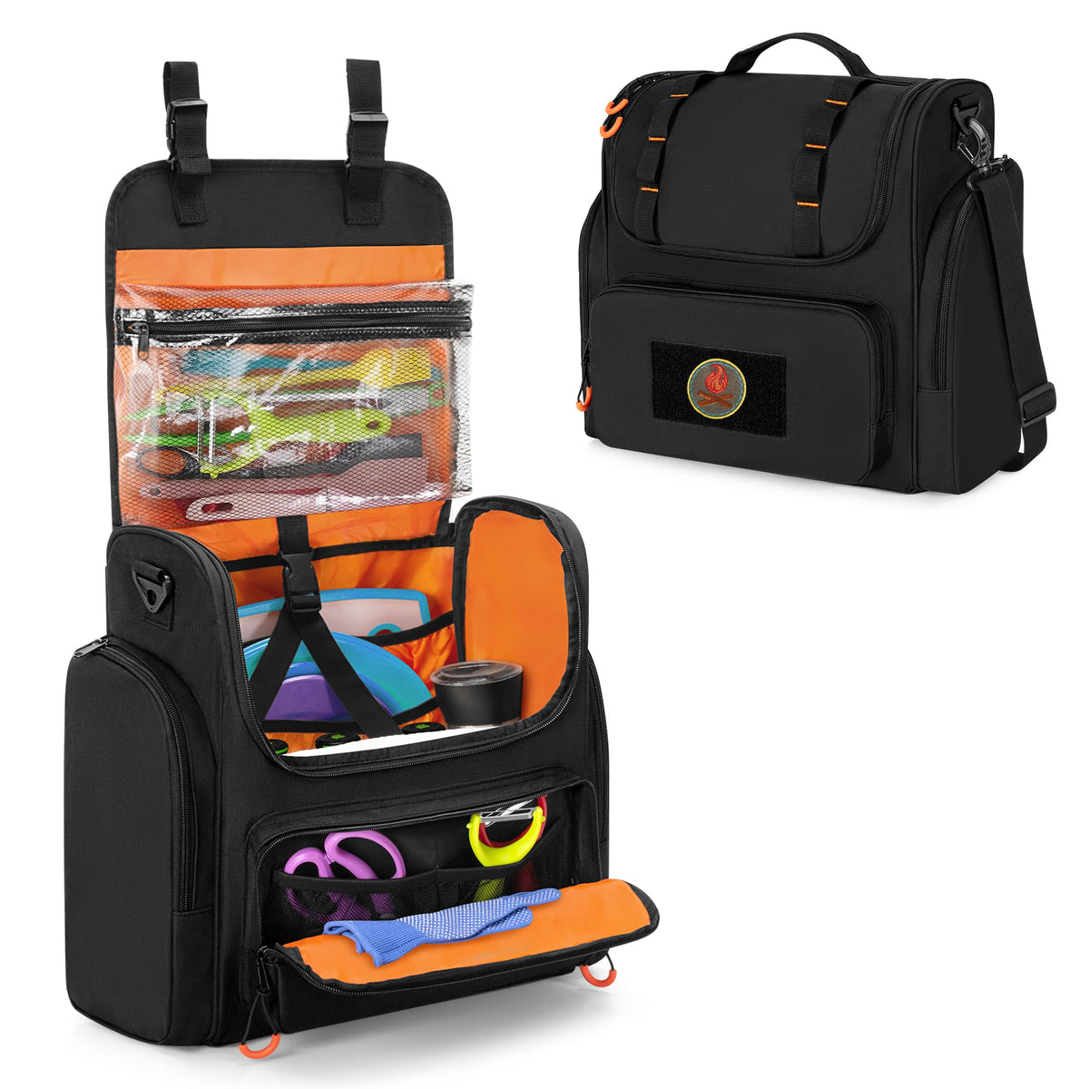 HODRANT Camp Kitchen Organizer with Paper Towel Holder & Multi Pockets