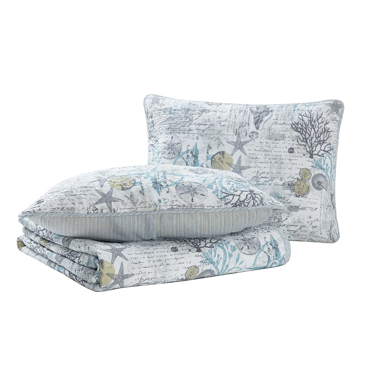 Tommy Bahama - King Quilt Set, Reversible Cotton Bedding With Matching Shams, Lightweight Home Decor For All Seasons (Beach Blis