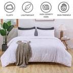Avelom Seersucker Comforter Set - Full Size, 80X90 Inches, White, 3 Pieces, Unisex