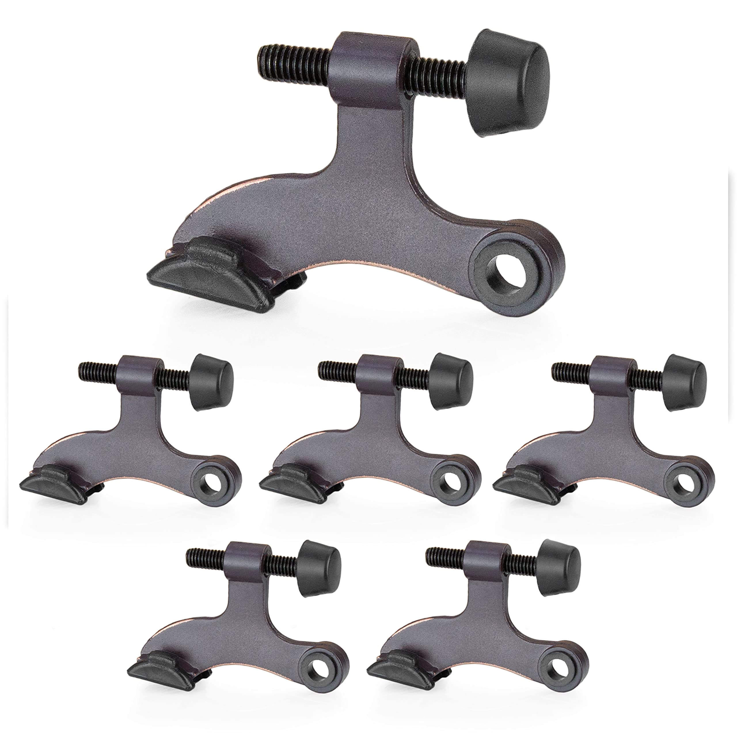 Ilyapa 6 Pack Hinge Pin Oil Rubbed Bronze Door Stops -Heavy Duty Adjustable Door Stopper 2-1/2' X 1-3/4   , Door Stoppers Hinge