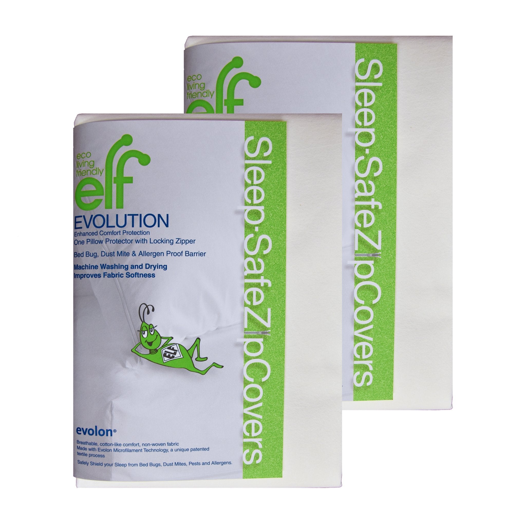 Eco Living Friendly Evolon Pillow Protector | 2 Pack King Zippered Encasement | Sleep Safe Zipper Cover