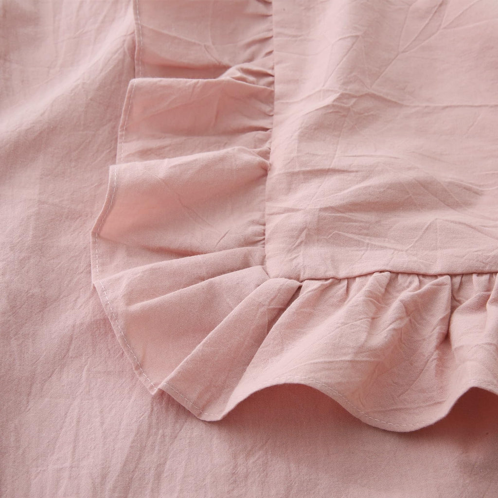 Mywinlle Ruffle Pillowcases Farmhouse Pillow Shams Standard Set Of 2,Shabby Dusty Pink Ruffled Pillow Caseswashed Cotton Pillow