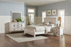 Coaster Home Furnishings Franco Farmhouse 4-Piece Bedroom Set Eastern King Size Panel Bed Frame 57-inch Headboard Distressed White 205331KE-S4