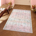 Lahome Light Pink Boho Rug, 3x5 Machine Washable Area Rugs for Dorm Girls, Soft Floral Small Nursery Pastel Mat, Pink Carpet for