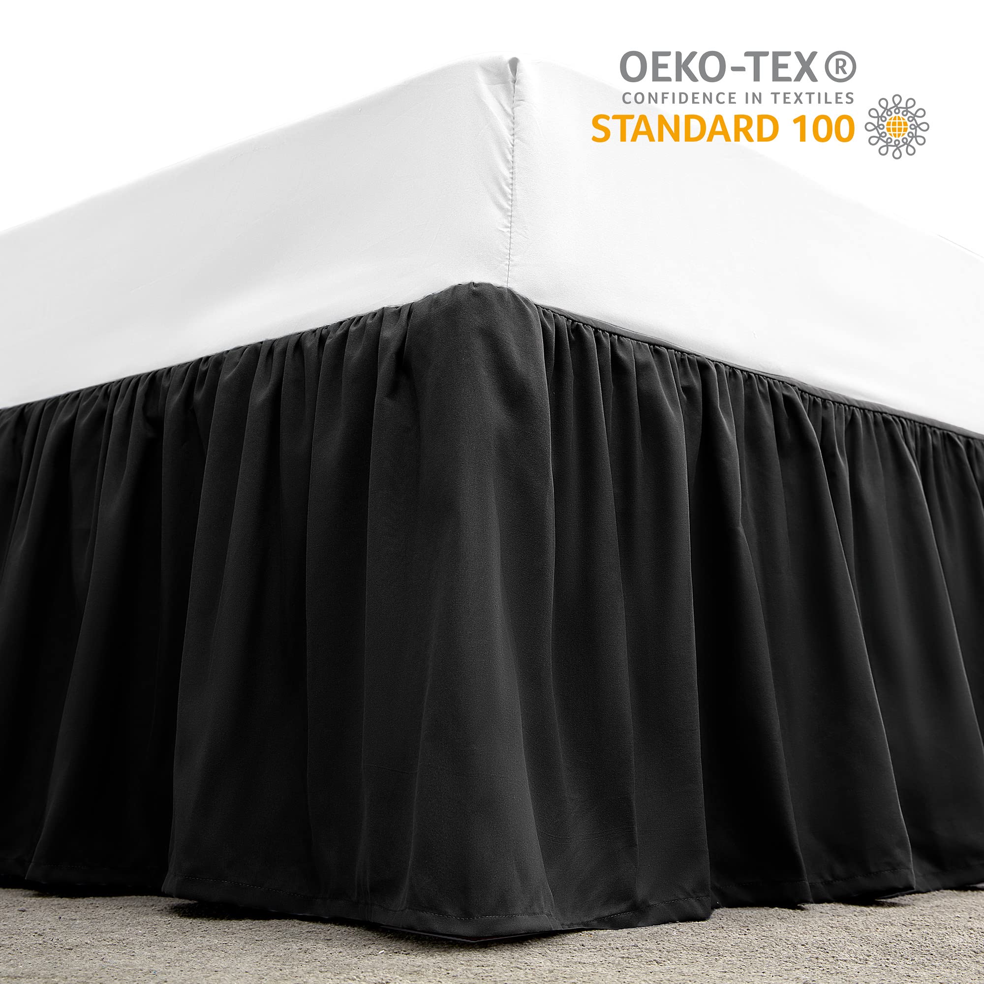 Sleep Zone Ruffled Bed Skirts Twin Size, Anti-Static Bedskirt Dust Ruffles With 15 Inches Tailored Drop, Easy Fit, Fade Resistan