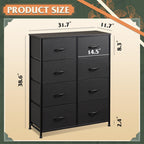 Wlive Fabric Dresser For Bedroom, Tall Dresser With 8 Drawers, Storage Tower With Fabric Bins, Double Dresser, Chest Of Drawers For Closet, Living Room, Hallway, Charcoal Black