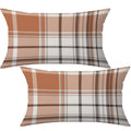 Aofanggo Set Of 2 Fall Pillow Covers Autumn Decorative Throw Pillow Cases 12X20 Inch Orange Grey Plaids Cushion Covers Faux Line