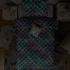 Kaleido Space Kaleidospace Pink Comforter Set Full For Kids, Glow In The Dark Mermaid Bedding Sets With Decor Pillow, 4 Pieces G