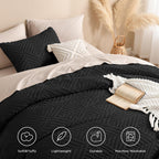 Andency Black Comforter King Set, 3 Pieces Boho Bedding Set & Collections, Farmhouse Tufted Fluffy Bedding Comforter Sets For King Bed (1 Comforter 104X90In, 2 Pillowcases)