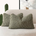 Foindtower Set Of 2 Curly Teddy Wool Pillow Covers Decorative Boucle Textured Lumbar Throw Pillow Faux Fur Pillowcases Sheepskin