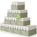 FoldTier 10 Pack Large Collapsible Fabric Storage Baskets with Handles Decorative Storage Bins for Organizing Shelves Toys Cloth