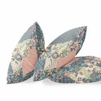 HomeRoots Dark Green Peach Broadcloth Green Peach Boho Floral Indoor Outdoor Throw Pillow
