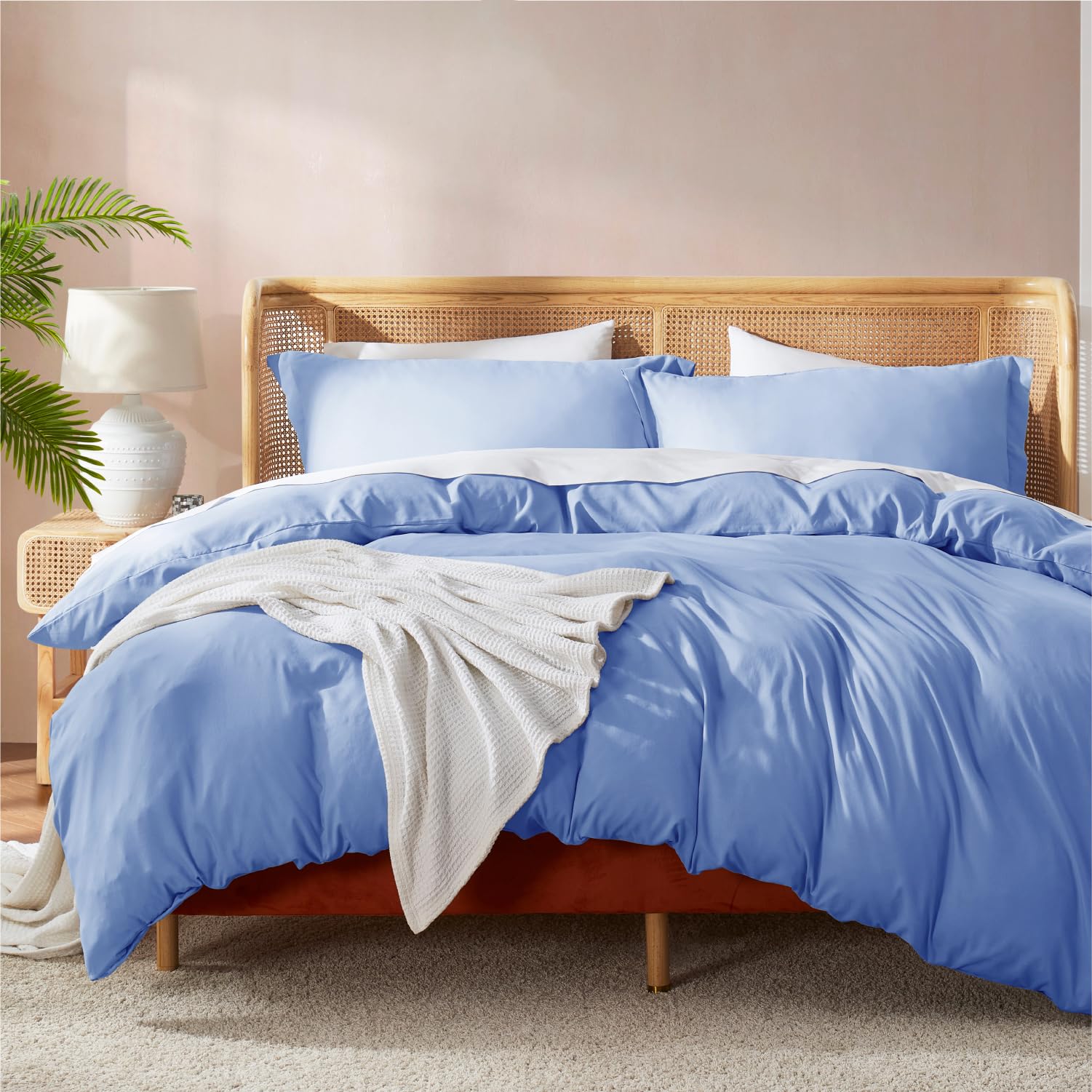 Nestl Calm Blue Duvet Cover Queen Size - Soft Double Brushed Queen Duvet Cover Set, 3 Piece, With Button Closure, 1 Duvet Cover