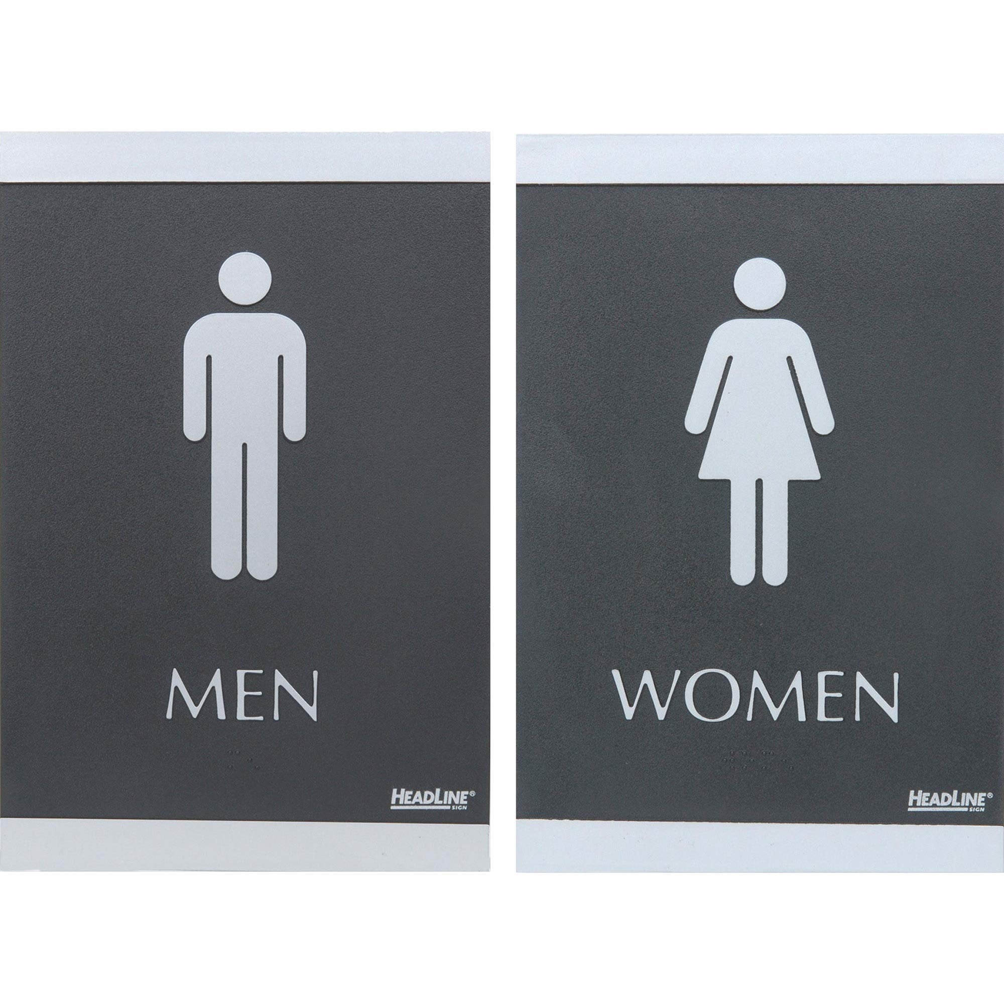 U.S. Stamp & Sign 4248 2 Ada Signs,'Men','Women', Adhesive, 6-Inch X9-Inch, Silver/Bk