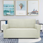 Jiviner High Stretch Loveseat Sofa Slipcovers 1-Piece Jacquard Couch Covers For 2 Cushion Couch Furniture Protector Washable Sofa Covers For Kids Pets Small Checks (Loveseat, Natural)