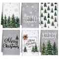 Bencailor 6 Pcs Christmas Kitchen Towel, Green, Snow Tree Style