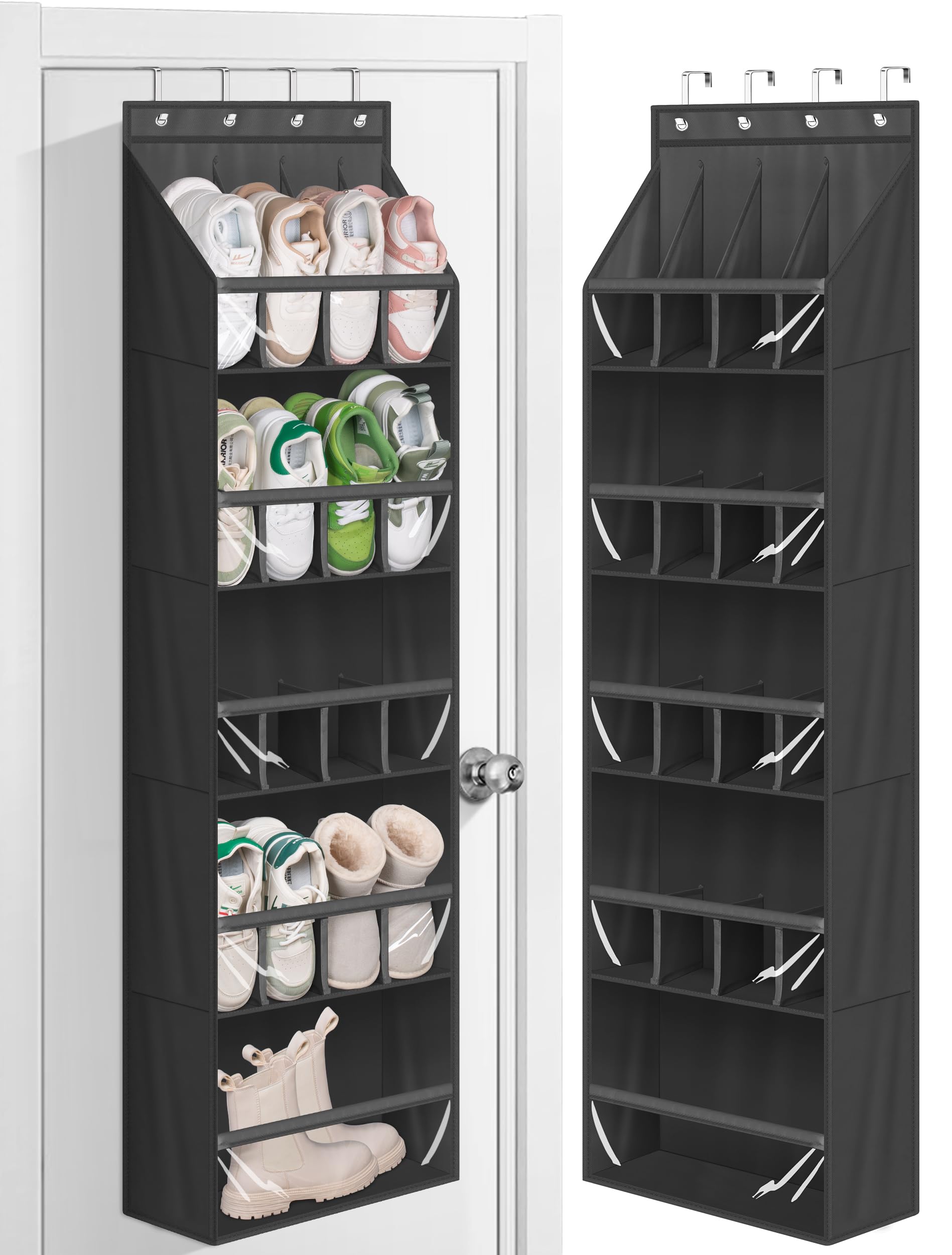 MISSLO 20 Pairs Over the Door Shoe Organizer for Closet Narrow Hanging Shoe Rack for Door Hanger Deep Pocket Door Shoe Holder St