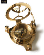 RedSkyTrader Ectoria Sundial Compass - 3 Brass with Wood Box, Gold