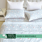 Elegant Comfort Ultra Soft 4-Piece 100% Turkish Cotton Flannel Sheet Set - Holiday Christmas Flannel Sheets, Warm And Cozy Premium Quality, Deep Pocket Fitted Sheet- Twin, Polar Scarves