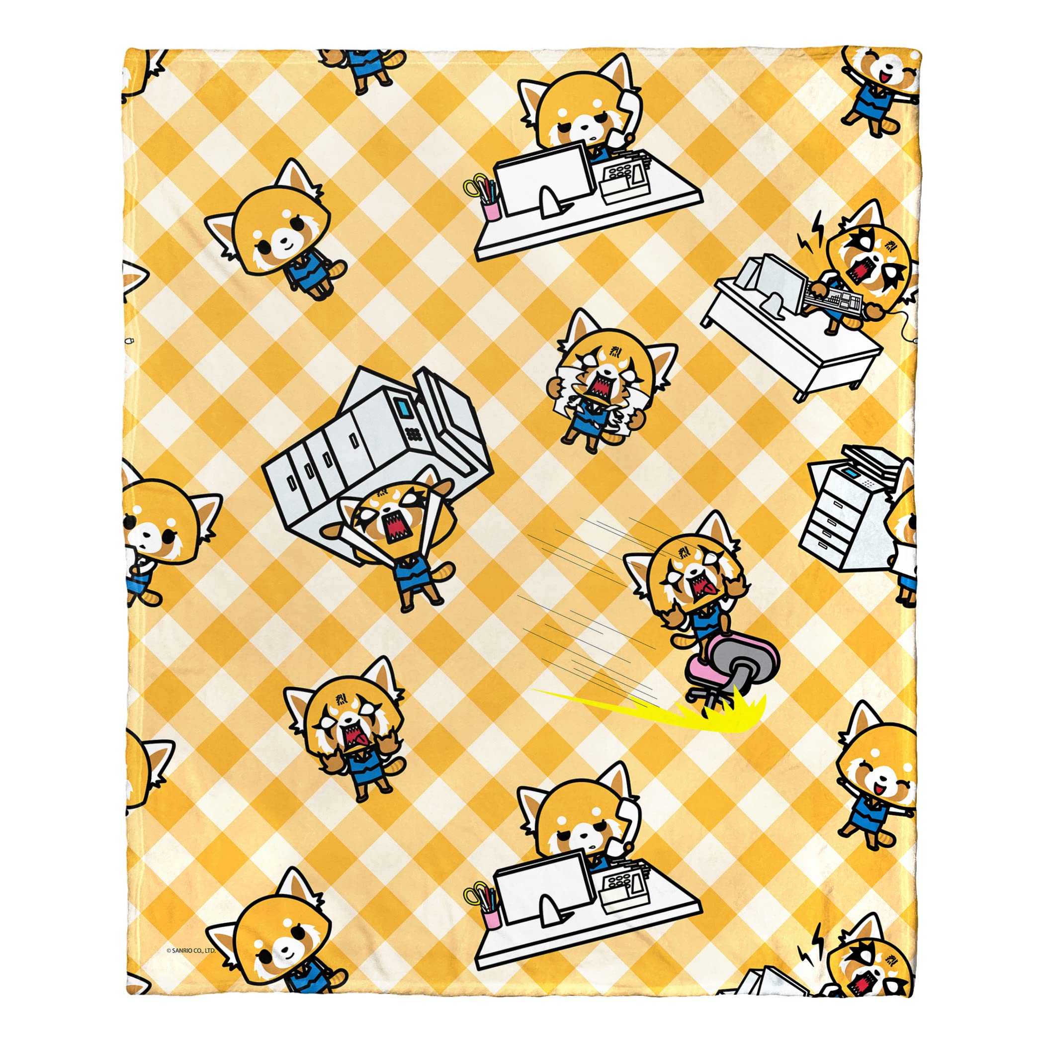 Northwest Aggretsuko Silk Touch Throw Blanket, 50'' x 60'', Office Chaos