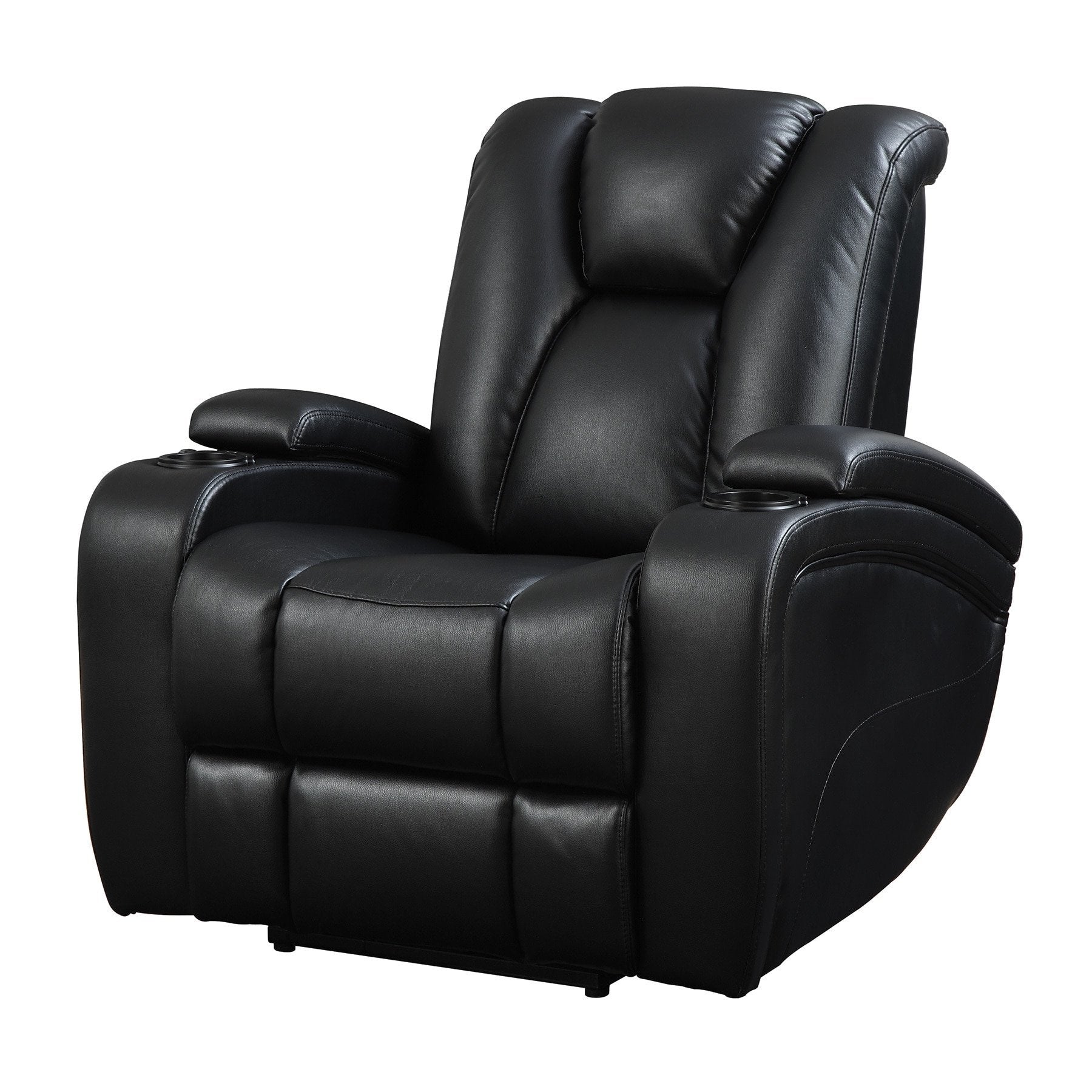 Delange Power Recliner With Adjustable Headrest And Storage In Armrests Black 601743P