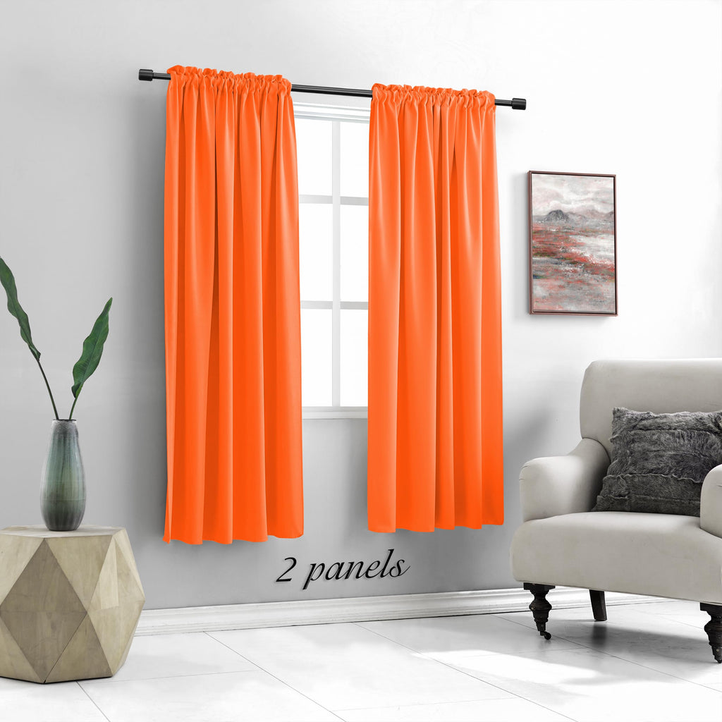 Donren Bright Light Orange Room Darkenging Curtains For Living Room - Pumpkin Halloween Decoration Blackout Thermal Insulated Cu