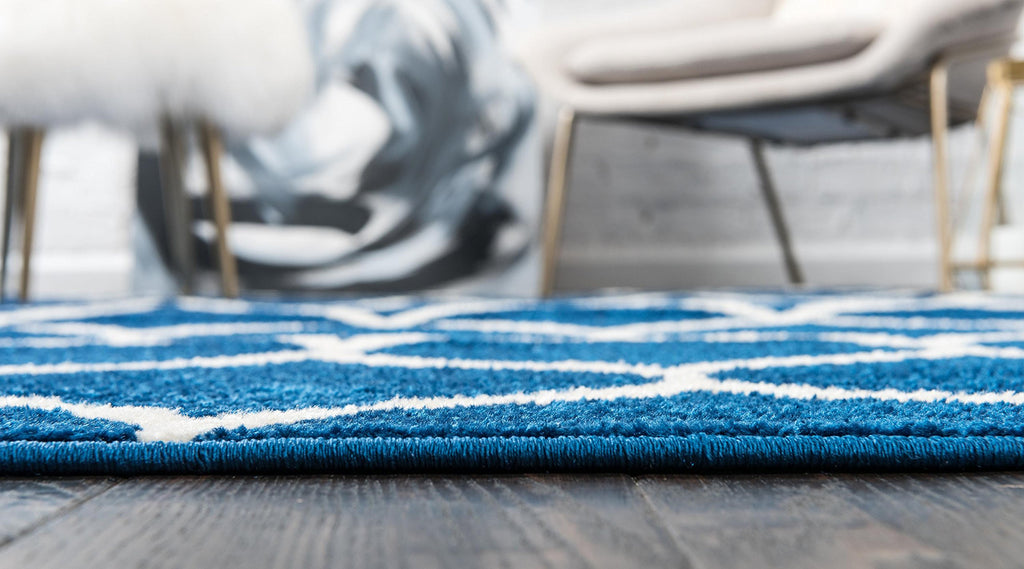 Unique Loom Trellis Frieze Collection Area Rug - Rounded (4' 1'' X 6' 1'', Navy Blue/ Ivory)