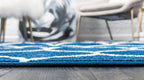 Unique Loom Trellis Frieze Collection Area Rug - Rounded (4' 1'' X 6' 1'', Navy Blue/ Ivory)
