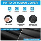 Dudsoeho Patio Ottoman Cover Waterproof, 28.3 X 28.3 X 16.9 Inch Rectangular Outdoor Side Table Cover, Durable Outdoor Furniture Cover, Black