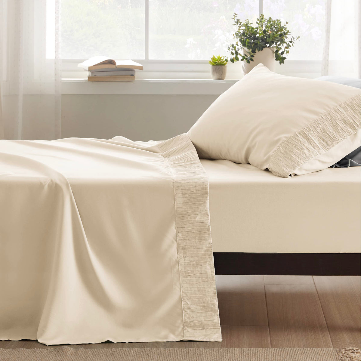 Bedsure Twin Xl Sheets Dorm Bedding - Soft Extra Long Twin Bed Sheets, 3 Pieces Hotel Luxury Beige Sheets Twin Xl, Easy Care Mic