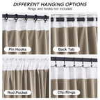 Ryb Home Camel Beige Velvet Curtains 84 Inch, Room Darkening Window Curtains With Multiple Hanging Options Heavy Duty Plush Backdrop For Bedroom Guest Room, W52 X L84 Inch, 2 Panels