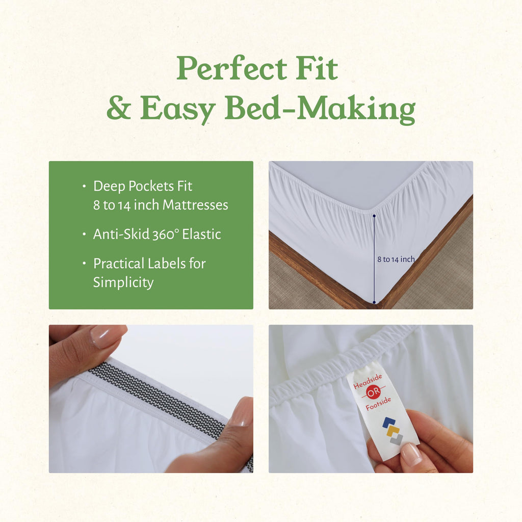 California Design Den Twin Xl Sheets Set, Deep Pockets 100% Organic Cotton Sheets, Percale Sheets, Gots Certified, Soft, Crisp & Cooling Sheets, Xl Twin Sheets, White Sheets For Dorm, Hospitals