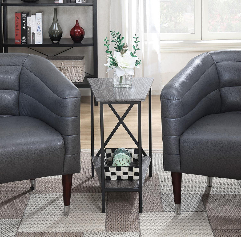 Convenience Concepts Tucson Wedge End Table, Weathered Gray / Black