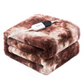 Ptq Electric Heated Blanket 50'X60',Luxury White Coffee Faux Fur Electric Throw Blanket,Fast Heating Soft Fluffy Thick Electri