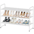 SUFAUY 3 Tier Mesh Shoes Rack for Closet, Stackable All Metal 32'' w Tall Shoe Shelf, White