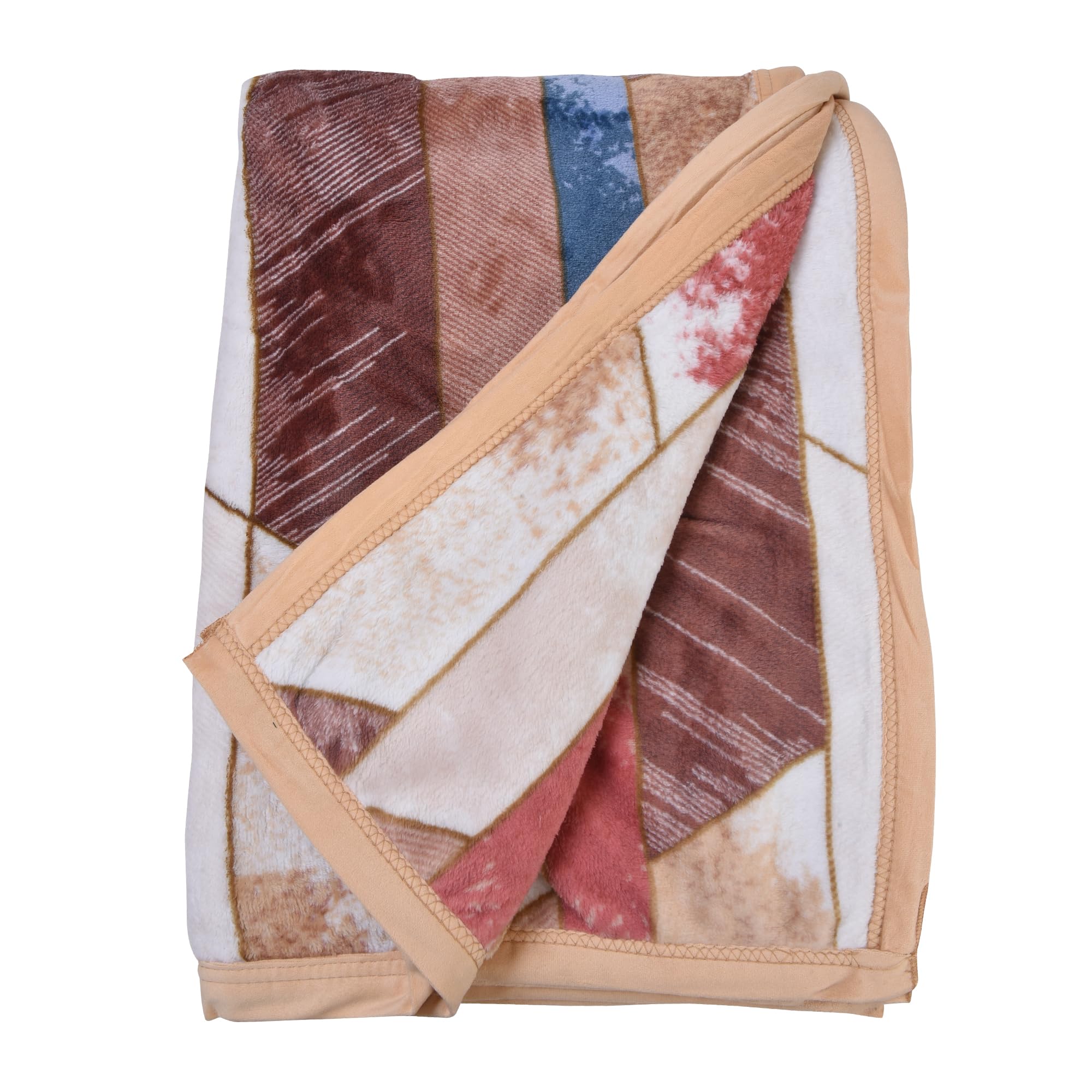 Ajanta Handloom House Flannel Double Blanket |Comforter For Ac/Mild Winter |Peach